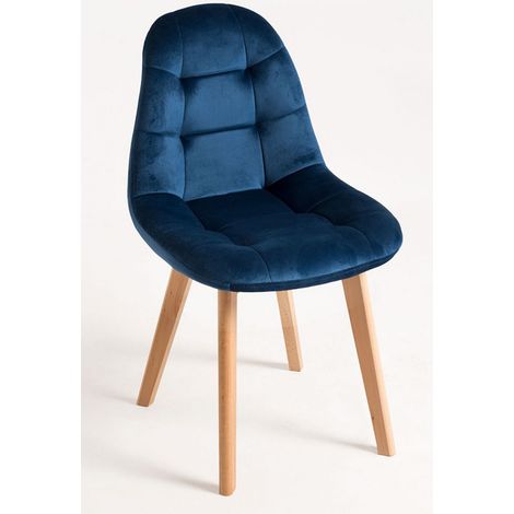 Packs Sillas Comedor - Pack 2 Sillas Kelen Terciopelo - Azul (1/5)
