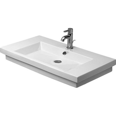 Lavabo Duravit 2ND FLOORavec trop plein plage de robinettrie 800x500mm geschl sans trou de robinetterie blanc