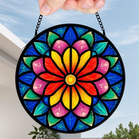 30 cmAttrape-soleil fleurs oiseaux abeille en verre coloré, décoration maison jardin, cadeau femme (1/5)