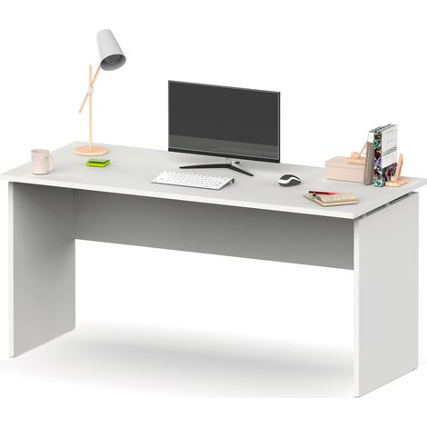 Briebe Zenith Escritorio, Mesa de Ordenador Oficina, Estudio 76 x 155 x 68 cm, Despacho, Habitación, Desk  Blanco
