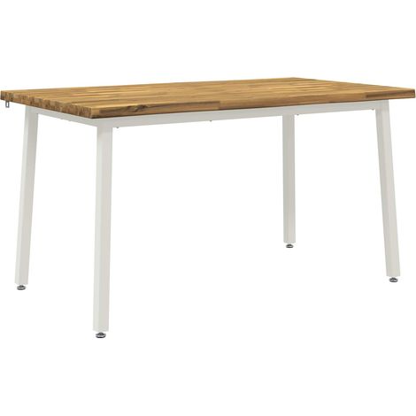 140 x 80 x 75 cm Madera de Acacia Sólida Blanco Rectangular vidaXL