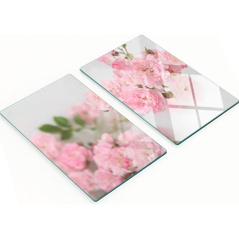 Tableros decorativos multifuncionales de vidrio templado con rosas silvestres, 2x30x52 cm.