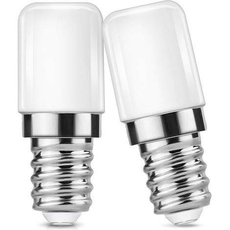 Lot de 2 ampoules LED E14 – 2W – 85-265V – Blanc froid 6500K – Idéal pour lampes réfrigérateur, sel, nuit et machine à coudre (1/5)
