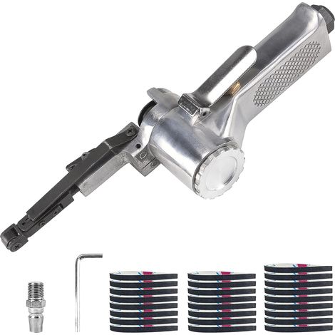 Ponceuse à Bande Pneumatique, Robuste et Facile à Utiliser, Ponceuse à Doigts, la Poignée Peut Pivoter à 360°, pour Poncer, Affûter et Enlever la Rouille (argent) (1/5)