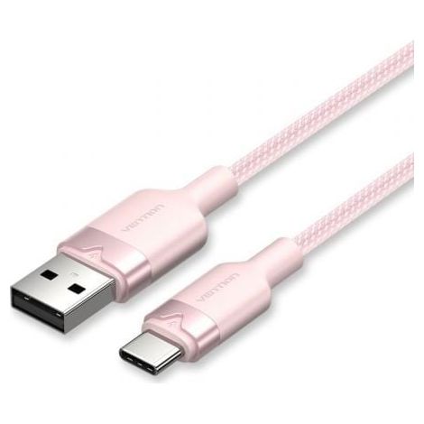 Cable USB 2.0 Tipo-C Vention CTNPF/ USB Tipo-C Macho - USB Macho/ Hasta 60W/ 480Mbps/ 1m/ Rosa