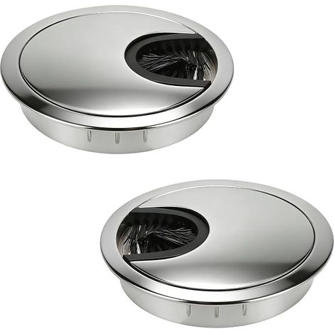 Luabueb Passe-Câble Bureau Métal 60mm Passe-câbles Ronds Argent (1/5)