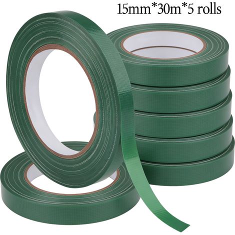 Ruban adhésif floral vert, ruban imperméable pour emballage de fleurs, convient aux bouquets, 15 mm x 30 m x 5 rouleaux (1/5)