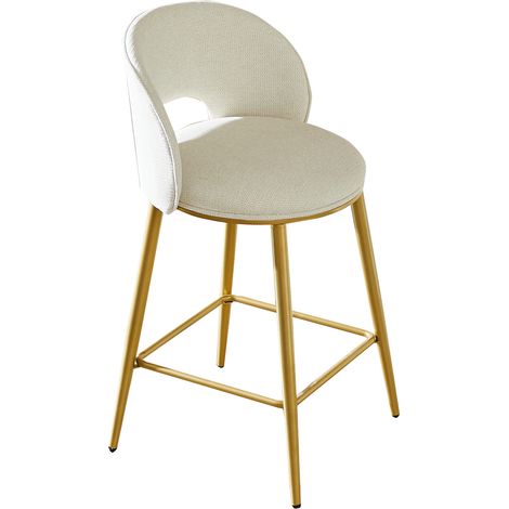Tabouret de bar moderne avec dossier ajouré et structure métallique dorée, rembourrage confortable, pour cuisine, bar et salon. 2pcs