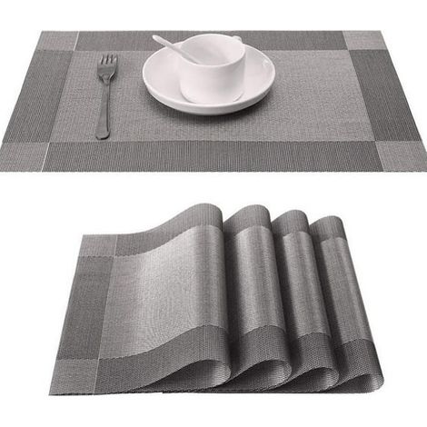 Set de 6 sets de table antidérapants, lavables, en PVC résistant à l'usure et à la chaleur, pour la maison et le restaurant. (1/5)