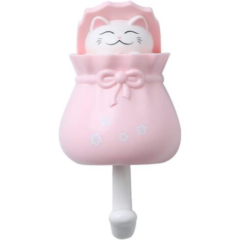 Niedlicher Katzenhaken für Glücksbeutel, (rosa) Keine Stanzung für Küche und Bad, Veranda, Garderobendekoration, Cartoon-Katzenhaken, Handtuchhalter, Kleidung (1/5)