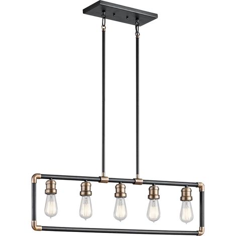 Elstead Imahn - 5 Licht Decke Kronleuchter Anhänger Bar Hellschwarz, Naturmessing, E27 (1/5)