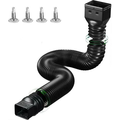 Rallonges de descente de gouttière flexibles avec raccords 3x4 po et 2x3 po. Extensible de 21 à 60 pouces. Vis incluses. (1/5)