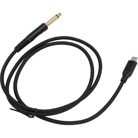 Câble USB-C vers TS Plug and Play, prise jack 6,35 mm (1/4 pouce) pour guitare électrique, basse, table de mixage, haut-parleur, PC et smartphone (2 m / 6,6 pi). (1/5)
