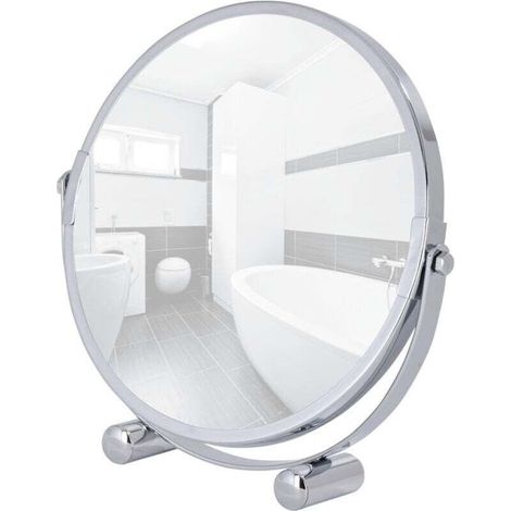 Miroir grossissant x5 Mera, miroir maquillage grossissant à poser Ø17 cm, Acier, 19x19x4 cm, Chromé (1/5)