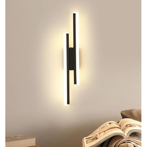 GOECO Black LED Wall Light, 16W, 3000K Warm White, 1800LM, Modern Interior Sconce for Bedroom, Living Room & Hallway Decor