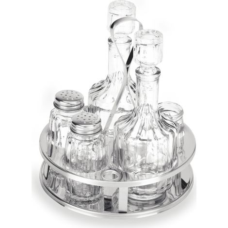 Ménagère huile vinaigre sel poivre cure-dents H 17 cm inox MENAGE 1480 - Was Germany (1/2)