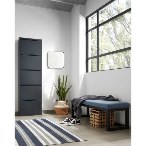 Scarpiera in Metallo Nero Opaco 50 x 15 x h 172 cm a 5 Ante a Ribalta Salvaspazio