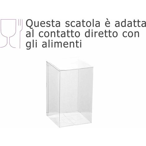 Scatole da regalo rettangolari trasparenti in PET - uso alimentare, set da 30 pezzi, cm 7,5 x 7,5 x 12,7 H