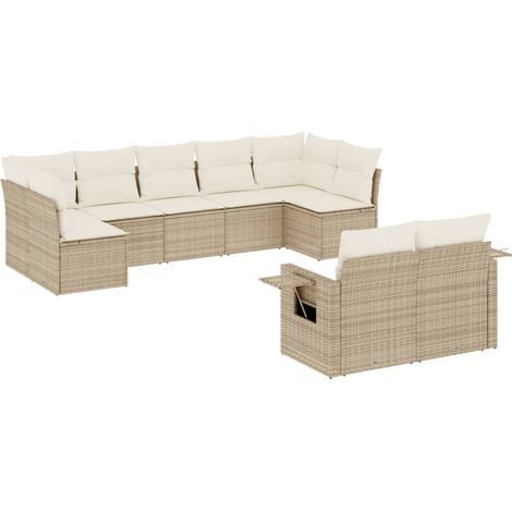 Maison Exclusive - Set de sofás de jardín 9 pzas con cojines ratá (1/5)