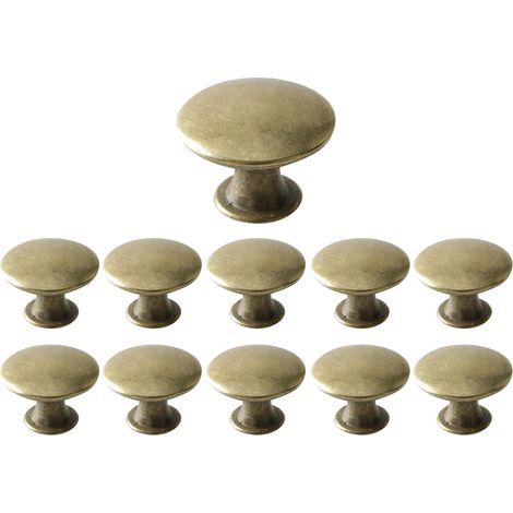 Set mit 12 Vintage-Schubladenknöpfen, runden Möbelgriffen aus antikem Messing, Metallknöpfen für Küchenschränke und Badezimmer, 30 x 21 mm (1/5)