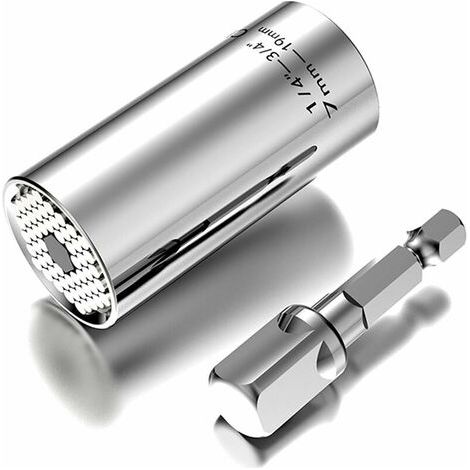 Clé à douille universelle - Un cadeau pour homme, un jeu de douilles à cliquet multifonctionnelles de 7 à 19 mm avec adaptateur pour perceuse (1/5)