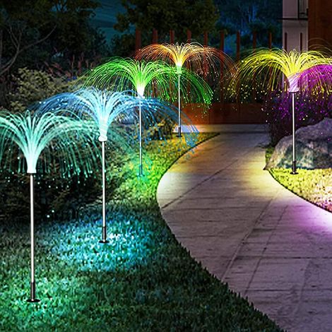 Lot de 5 lampes solaires en forme de méduse 7 couleurs de lumières décoratives de jardin, guirlandes lumineuses étanches