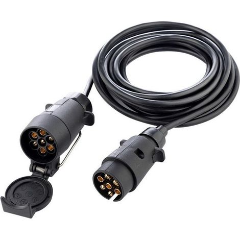 Câble d'alimentation pour remorque avec fiche et prise 7 broches, 5 mètres, Carmotion