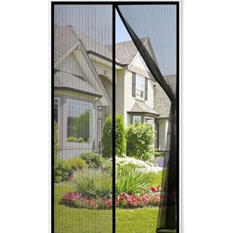 Moustiquaire Porte Magnétique 120x210cm noir Rideau Anti Mouche Fermeture Automatique pour Porte de Balcon Porte Cave Porte de Terrasse, Aimants Plus Forts, Installation Adhésive sans Perçage