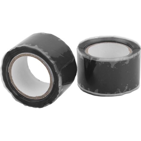 Bandes adhésives en Silicone auto-fusionnantes, 2 pièces, ruban adhésif imperméable d'isolation pour la réparation de tuyaux d'eau, noir (1/5)