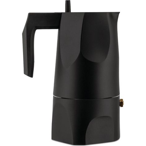 Alessi Ossidiana MT18/3 B - Cafetera espresso de diseño, en aluminio fundido, 3 tazas