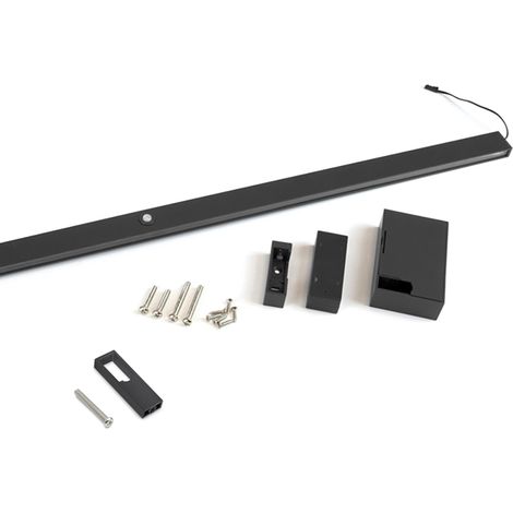 Emuca Barra Appendiabiti per armadi con luce LED Castor, batteria estraibile e sensore di movimento, L1.158 mm, Tecnoplastica e alluminio, Nero testurizzato (1/5)