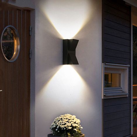 Applique murale extérieure à double tête avec boîtier en plastique et éclairage vers le haut et vers le bas, lumière blanche 6000K (1/5)