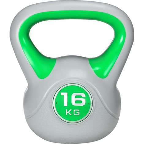 Kettlebell 16 kg, Haltère avec Poignée Ergonomique, Haltère à Boule, Musculation, Entraînement, 27 x 17 x 31 cm, Vert (1/5)