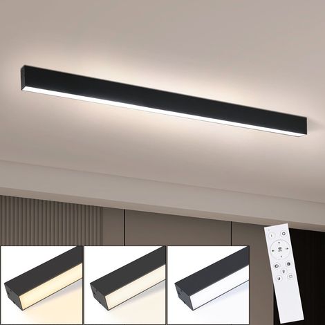 Deckenlampe LED GBLY Deckenleuchte Wohnzimmer - 107CM Wohnzimmerlampe Lang Schwarz Küchenlampe 32W Bürolampe Modern Dimmbar Fernbedienung Büro Deckenbeleuchtung Panel für Küche Schlafzimmer