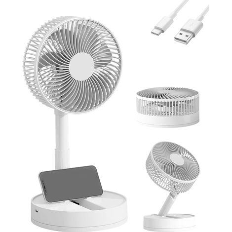 Ventilatore USB silenzioso, ventilatore portatile oscillante da 3600 mAh, altezza regolabile, mini ventilatore portatile a 4 velocità, batteria ricaricabile, per casa e ufficio