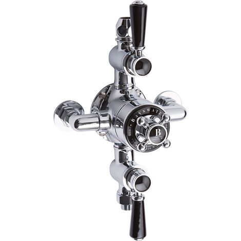 Bayswater Traditional Triple Exposed Shower Valve Black/Chrome (1/3)