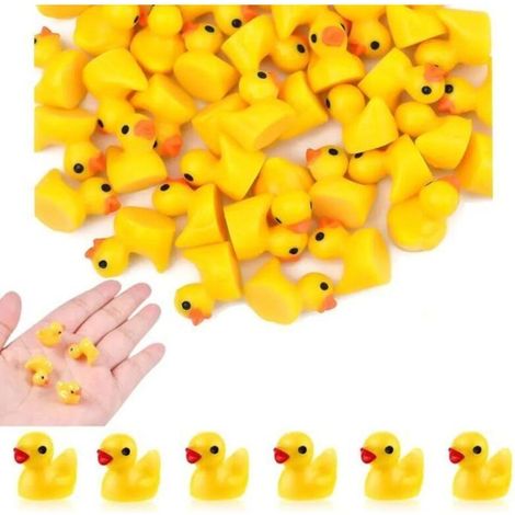 Decorative - 100 mini resin ducks for DIY crafts - Yellow garden decor - For aquariums and miniature gardens (1/5)