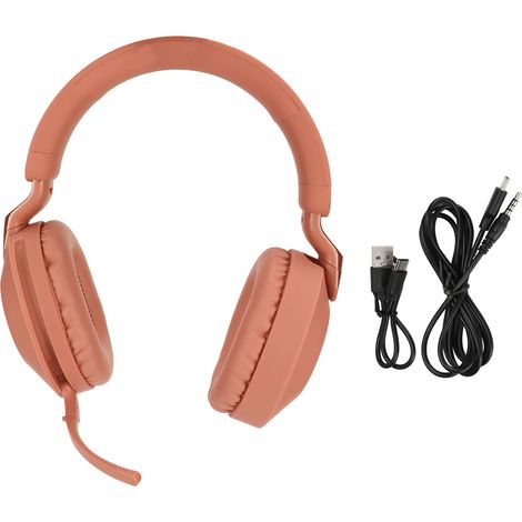 Casque Gamer Bluetooth Repliable avec Micro, Interface Type-C, Double Mode Filaire/Sans Fil, Stéréo, Version 5.1, Rouge (1/5)
