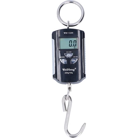 Balance à grue 200 kg, crochet de pesée suspendu ultra-résistant, balance électronique portable HD avec rétroéclairage (argent et noir) (1/5)