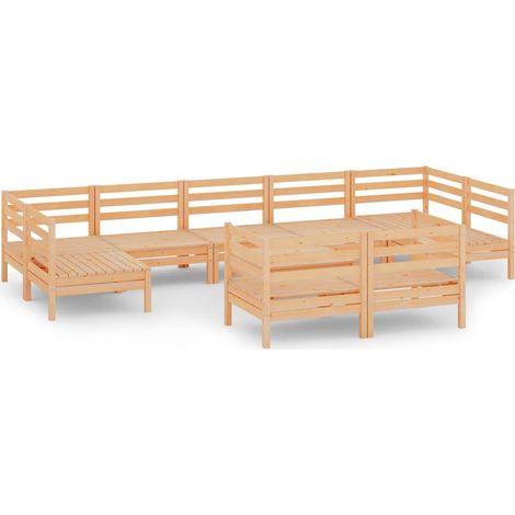 Maison Exclusive - 10-tlg. Garten-Lounge-Set Massivholz Kiefer (1/5)