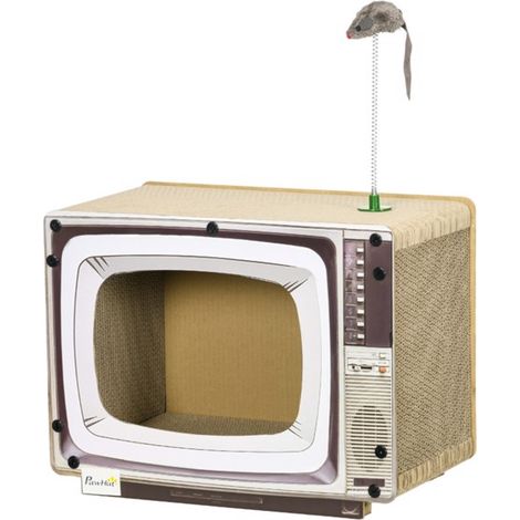 Cute TV-Shaped Cat House and Scratching Post - Durable Corrugated Cardboard for Cats Up to 3 kg, Perfect for Play and Rest (1/5)