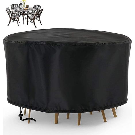 Nappe ronde de jardin, 185 x 110 cm, en tissu Oxford, pour mobilier de terrasse. (1/5)