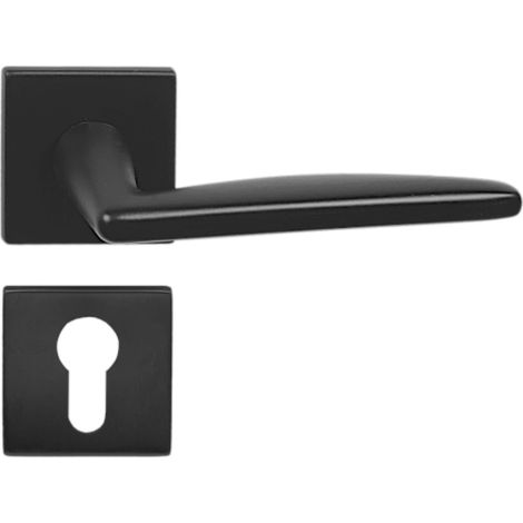 DOMINO Poignée de porte EASY QR SLIM Noir PZ Poignée avec plaque PZ pour cylindre profilé Noir (1/5)