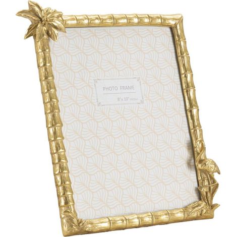 Cornice portafoto Flamingo in resina oro con palme 20x25