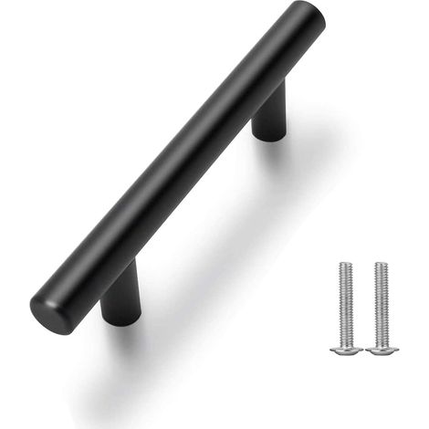 10 pezzi Pomelli per porte in acciaio inossidabile nero Maniglia per mobili con viti per cassetti di mobili da cucina Decorazione per la casa Distanza tra i fori 96 mm (1/5)