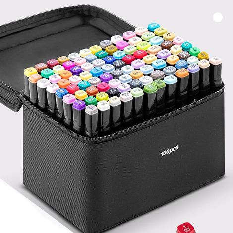 BALLSHOP Marker Feutre a Alcool 80/100/168 Couleurs Marqueurs pour Artistes et Débutants Idéal pour Coloriage Adulte Peinture et Dessin Animé (100 Couleurs) (1/5)