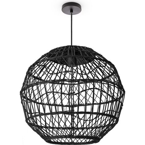 Paco Home Luminaria Suspensión Salón Bohemia Lámparas Cesta Lámpara Colgante Negro (Ø40cm), Lámpara colgante - Tipo 6