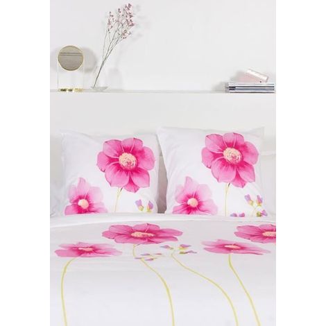 Parure de Lit - Côté Déco - Printemps - 100% Coton - Imprimé Fleuri - 2 Personnes