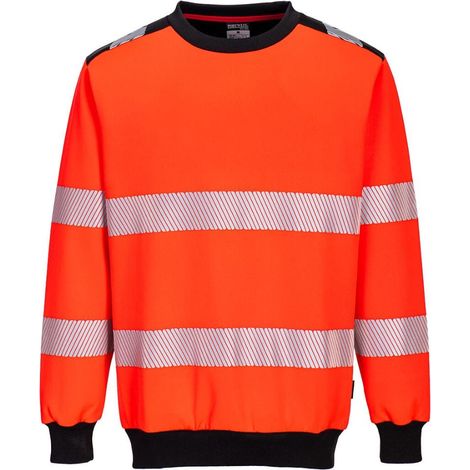 Felpa con collo rotondo Pw3 ad alta visibilità - 4XL - Rosso/nero - Portwest (1/2)