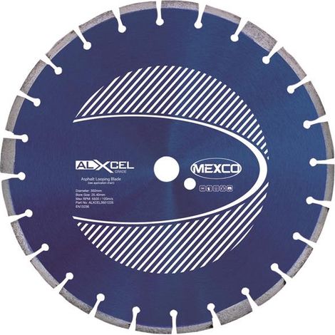 MEXCO ALXCEL3501225 Asphalt Looping Diamond Blade 350 x 25.4mm x 12mm Width (1/2)